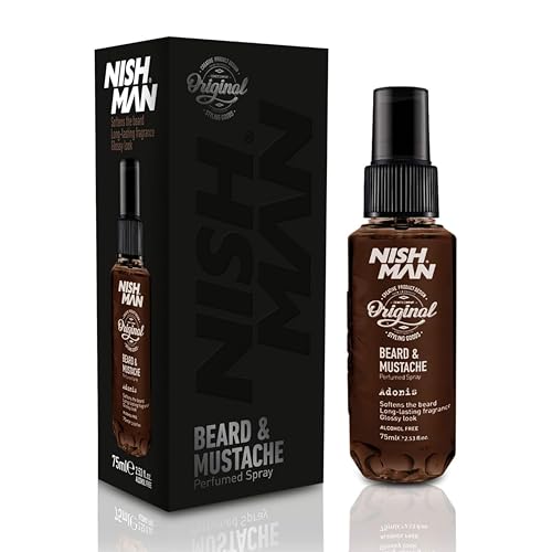 NISHMAN Bart- und Schnurrbartparfum - Adonis 75ml - Erfrischender, Langanhaltender Duft für die Bartpflege - Ideales Bartparfum für die Tägliche Bart- und Schnurrbartpflege
