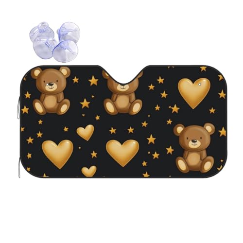 Parasol para parabrisas de oso dorado protector UV de coche 70x130cm