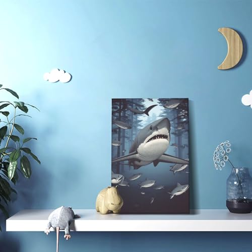 Impression toile requin amusant sans cadre affiche moderne 30x45 - 2
