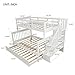 P PURLOVE Twin-Over-Full Bunk Bed Wood Bunk Bed with Twin Size Trundle, Side Storage for Bedroom, Dorm, for Kids, Adults