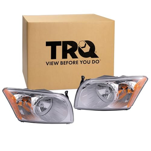 Image of TRQ 2 Piece Headlight Assembly Set Driver & Passenger Side Compatible with 2007-2012 Dodge Caliber CH2518118 CH2519118