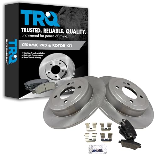 Image of TRQ Rear Brake Pad and Rotor Set Ceramic Solid Rotors | For 2018-2019 Hyundai Accent 2018-2023 Kia Rio