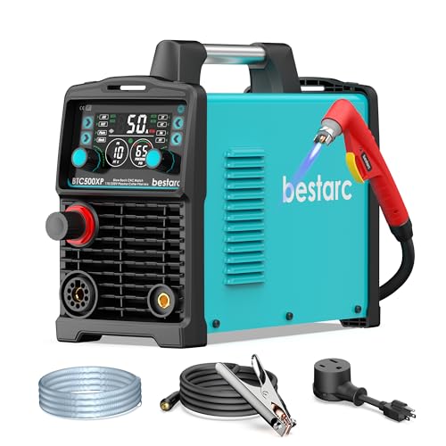 bestarc Plasma Cutter, [Blow Back Pilot Arc][Large LED][Air Sensor] 50A Non-HF CNC bestarc Plasma Cutter Machine 110V/220V Dual Voltage, 5/8' Clean Cut 1' Max Cut, Post Flow, 2T/4T for Beginners DIY