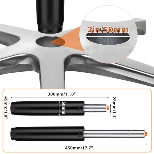 Huiguli Gasdruckfeder, Qualität Neu Class 4 Bürostuhl Ersatz Gaslift, 1000 lbs (450KG), Universelle, Höhenverstellbarer Gasfeder für Drehstühle, Gelten Bürostühle und Stühle, Gesamtlänge 300-450mm