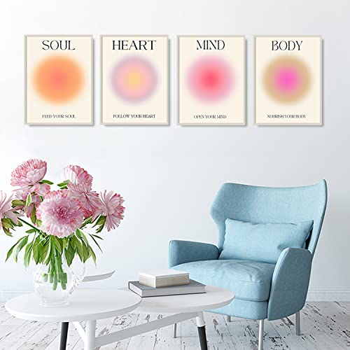 Ncyel 4 Colorful Abstract Halo Posters Angel Number Positive Energy Inspirational Language Inspirational Wall Art Bedroom Girls Room Pink Decoration Living Room Bedroom Apartment Hotel Dormitory 8X10 Inch Unframed #TOP1