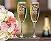 Mr Mrs Wedding Reception Celebration Twisty Stem Champagne Glasses Set of 2 Couples Newlywed Married Groom Bride Husband Wife Anniversary Engraved CLEAR Flute Glass Favors (Personalized)