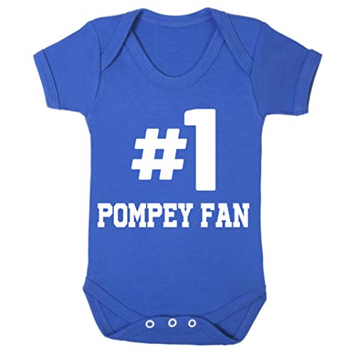 Pompey Portsmouth Hashtag #1 Number One Football Fan Baby Grow Vest Boy Girl Gift Short Sleeve Baby Grow Romper Age 0-3 Months Blu