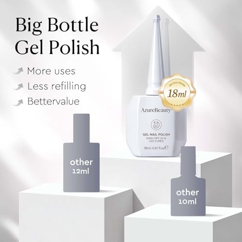 Image of AZUREBEAUTY 18ML White Gel Nail Polish - Pure White Soak Off UV /LED Gel Polish for French Tips, High Gloss Solid White Nail Art Gel for DIY Manicure Salon Use