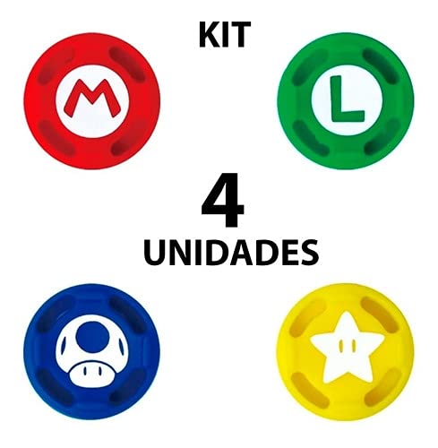 Película De Vidro 3.3mm 9H + 4 Grip Mario Do Joy-con Para o Nintendo Switch