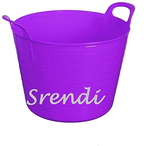 Srendi® 42 Litre Large Flexi Tub Garden Home Flexible Colour Rubber Storage Container Bucket Polyethylene Flex Tub- Made in U.K. (Purple)