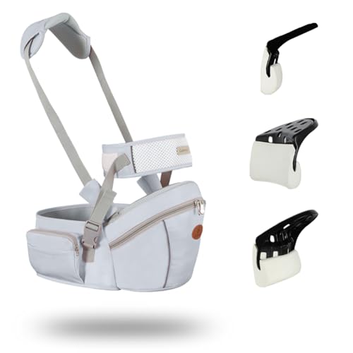 Image of Baby Hip Seat Carrier Baby Waist Stool for Child Infant Toddler with Adjustable Strap Buckle Pocket Soft Inner Huge Storage (Grey)