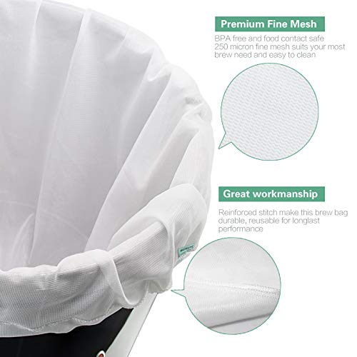 Image of Reusable Brew Bag 2 Pack 24 inchx32 inch Large Fine Mesh Bag for Beer | 5 Gallen with Drawstring for Fruit Cider Apple Grape Wine Press Straining Brew in a Bag