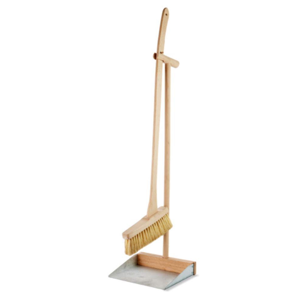 ecoLiving 100% Eco Upright Sweeper – Upright Sweep Set - Long Handled Dustpan and Brush Combo Sets/Standing Upright Dustpan with Long Handled Broom for Indoor Lobby Kitchen Garage Floor Sweeping