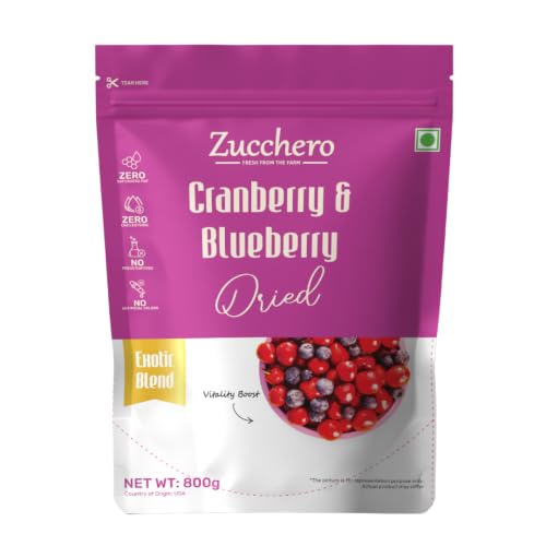 Image of Zucchero Dried Cranberry and Blueberry Blend (800g) - Sweet & Tangy | 99% Fat Free | Antioxidant Booster Pack| American Superior Berry Blend| Made with real Berries| Lab Tested
