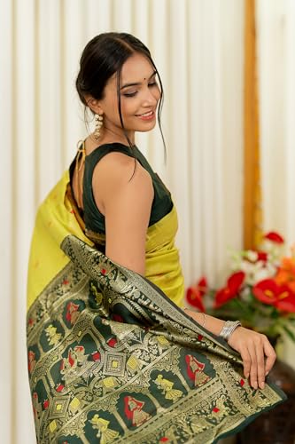 Image of Subham Women Sari Silk Cotton Kanjivaram | Soft Daily Wear Jacquard Design Saree with Blouse Piece