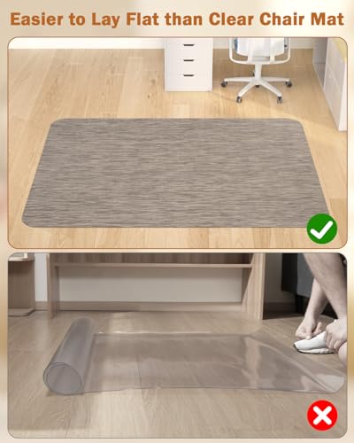 Image of Blvornl Office Chair Mat for Hardwood Floor, 35.4 inch*47.2 inch Desk Computer Chair Mat for Hard Wood, Large Anti-Slip Hard Floor Protector Rolling Chair Mat, PVC Mat Desk Rug for Office and Dark Brown