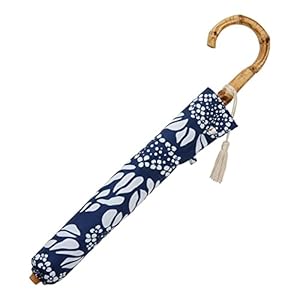 小川(Ogawa) 日傘 折りたたみ傘 レディース 遮熱 遮光 UVカット 99%以上 6本骨 50cm 河馬印本舗 あじさい(留紺/とめこん) 晴雨兼用 手開き 2段折りたたみ 楽折 スリム 安全カバー付き はっ水 寒竹の手元 54080