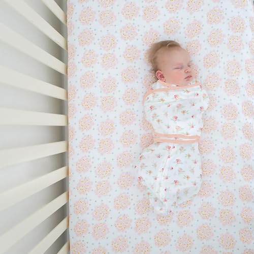 Image of SwaddleDesigns Softest Cotton Muslin Fitted Crib Sheet, Toddler Sheet for Boys & Girls, Fits Standard Crib Mattress (28 x 52 inches), Pink Heavenly Floral