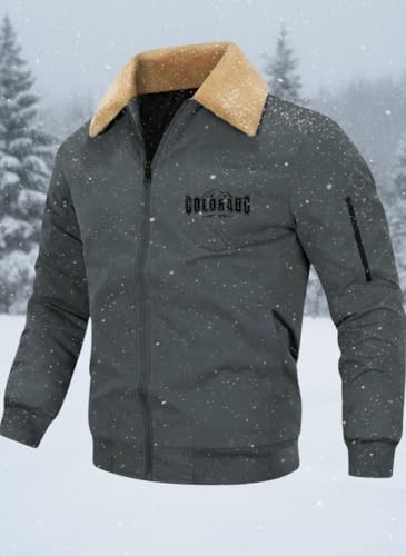 Image of GLASGO Men's Colorado Fleece-Lined Bomber Jacket || Winter Warm Stylish Casual Coat with Soft Collar & Zipper Closure