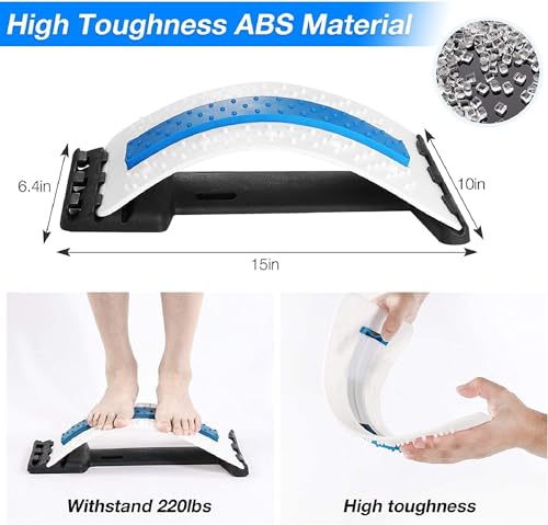 Image of kossto Back Support Stretcher - Spinal Pain Relief & Multi-Level Lumbar Region Support for Lower & Upper Muscle Pain Relief - Manual Massager for Spinal Curve Relaxation | (White)