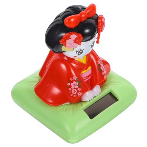 HAWILLOSCH Decoración De Muñeca Kimono Pequeña Cabeza Que Asiente Decoración De Coche Solar