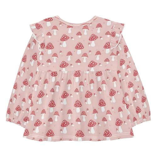 Pink Cute Mushroom Q Girls Shirts Cotton Long Sleeve Ruffle Toddler Tee Tops2