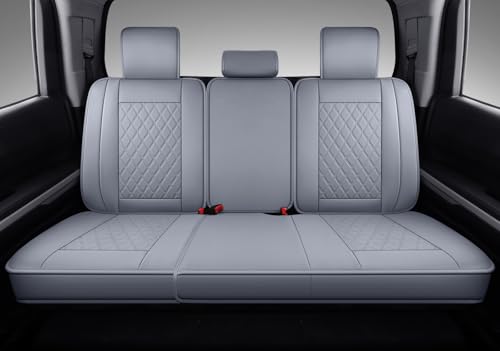 Image of Coverado Tundra Seat Covers, Back Leather Car Seat Covers for Trucks, Automotive Seat Covers Protector Custom Fit 2007-2021 Toyota Tundra(Rear Seat Cover /Gray)