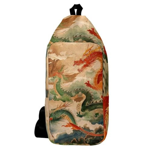 Mochila cruzada de dragones: estilo multicolor para tu día a día