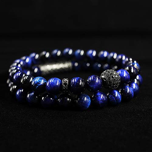 Bomail 8Mm Tiger Eye Stone Beads Bracelet Elastic Natural Stone Yoga Bracelet For Women Men #TOP1