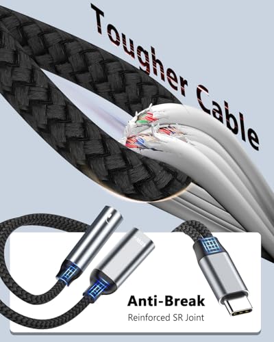 USB C auf Klinke Adapter und Laden, 2 in 1 Typ C auf 3.5mm Kopfhörer Adapter mit PD 60W Schnellladung, USB C zu Schnellladung Aux Audio für iPhone 17 16 15 Pro Max, für Samsung S25 S24 S22 S20, Google