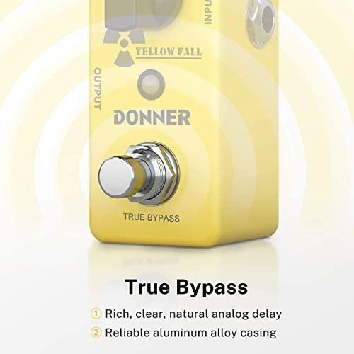 Donner Guitar Delay Pedal, Yellow Fall Analog Delay Guitar Effect Pedal Vintage Delay True Bypass #TOP4