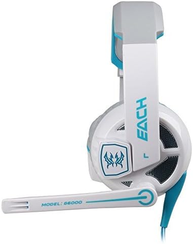 JVICE JV-HD5002BE Professional 3.5mm Gaming Stereo Noise Cancelling Headset Headphone Earphones Headband With Mic Volume Control Microphone HiFi Driver For PC Skype Online Chatting (White+Blue)