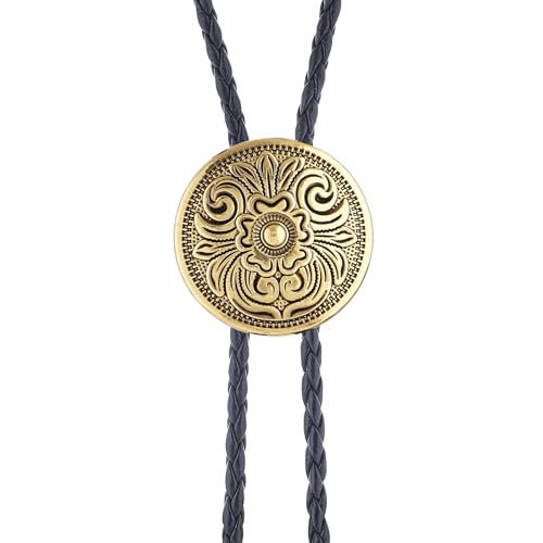 Image of GelConnie Floral Bolo Tie for Men Womens Bolo Tie Necklace Native American Black Men's Bolo Ties Western Cowboy Bolero Ties