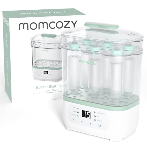 Momcozy Sterilizzatore Biberon Elettrico a Vapore 3-in-1 – Sterilizza, Asciuga e Riscalda, Elimina Molti Batteri Comuni In Vari Scenari d’Uso, Capacità 8...