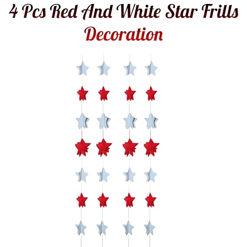 Image of 3D Star Paper Frills Christmas Decorations Garland Pack of 4 | Merry Christmas Decoration Item for Home, Offices, Shops, Scchools, 110 cm