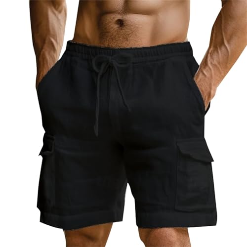 Pantalon de survêtement noir homme coupe bermuda d'été