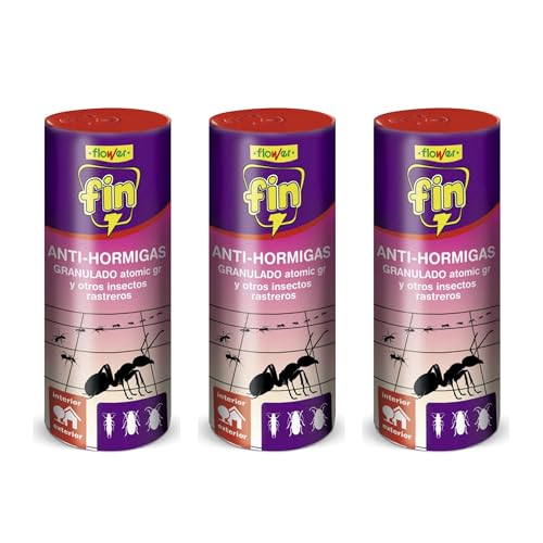 FLOWER x 3 Insecticida Talquera Antihormigas 400 gr | Repelente Suelo Interior y Exterior Insectos Rastreros, Hormigas, Pulgas, Chinches y Cucarachas | Fácil Aplicación (3 UNIDADES)