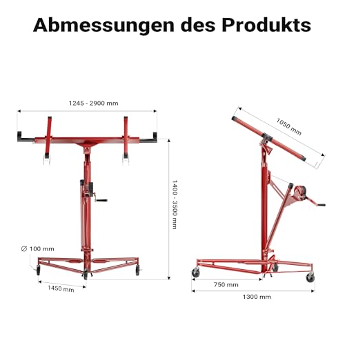 Plattenheber für Trockenbau Wiltec SET XXL bis 68 kg mit Verlängerung