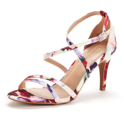 DREAM PAIRS Women's Fashion Stilettos Open Toe Pump Heel Sandals 5.5 Floral