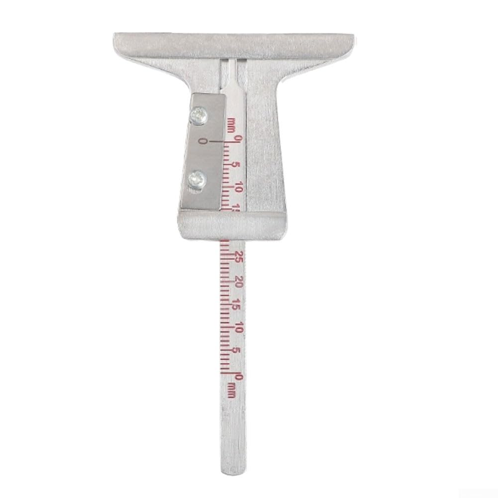 Misuratore di profondità del battistrada, da 0 mm a 50 mm, in acciaio inox, strumento di misurazione per auto, moto, camion, rimorchi, sonda resistente, design compatto (argento)