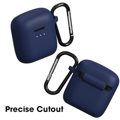 Image of Sounce Earphone Case Cover Compatible with Boat Airdopes 131, Soft Silicone Skin Case Cover Shock-Absorbing Protective Case with Keychain [Front LED Visible] - (Blue)