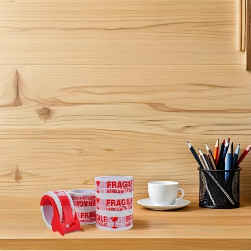 KALLORY Fragile Packing Tape for Reliable Sealing 6 Rolls with Dispenser Red PVC Tape Heavy Duty and Versatile Application for Moving and Shipping Boxes for Office and Storage Use - Image 5