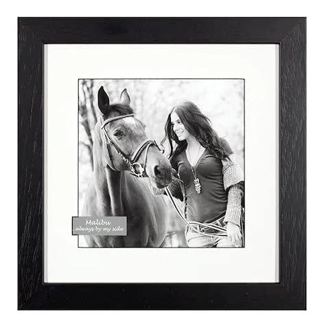 Solid Wood Pet Ashes Photo Frame Urn with Personalised Photos and Text, 8x8 (Black, Without Optical Glass)