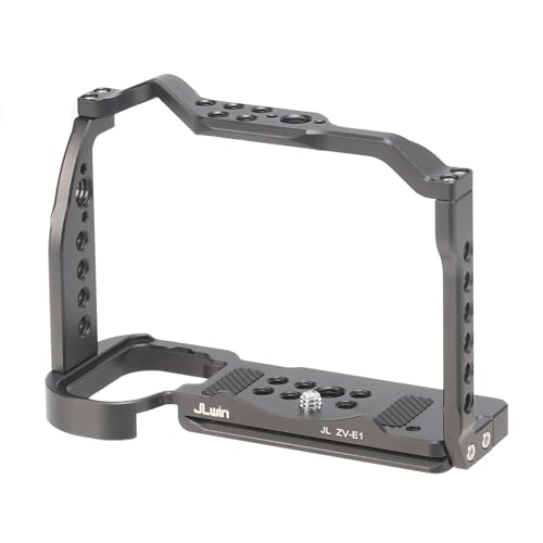 Image of FocusFoto Camera Cage for Sony ZV-E1 Camera, Aluminium Video Vlogging Stabilizer Rig with NATO Rail, 1 /4 inch-20 Screw Mount, 3 /8 inch-16 Locating Pin for Arri Grip, Quick Release Plate for Arca-Swiss Tripod