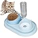 JOROBURO Double Dog Cat Bowls, Raised Pets Food and Water Bowl Set with Automatic Water Dispenser Bottle, Detachable Stainless Steel Bowl Pet Feeder for Small Medium Dogs and Cats Puppy