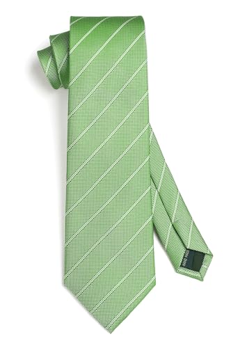 Image of HISDERN Mens Striped Ties Classic Silk Woven Tie and Pocket Square Set Formal Business Necktie Handkerchief for Wedding