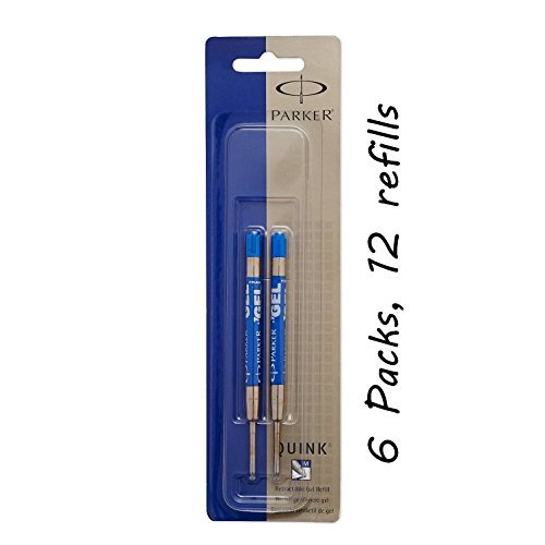 Parker Gel Rollerball Refill for Roller Ball Pens Medium Point Blue Ink 12-Total refills