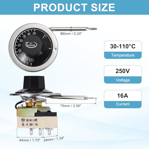 Termostato capilar ajustable para regular la temperatura de refrigeradores y hornos 2