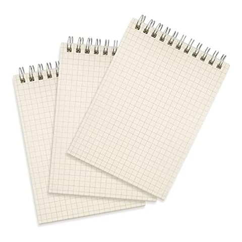 Small Spiral Notebooks Steno Pads Wirebound Memo Notepads, Moisture Resistant PP Cover, B6 Size, 4" x 6", 3 Pads/Pack, 68 Sheets/Pad(Grid) Cover