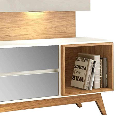 Rack com Painel para Tv 58 Polegadas com Led 220 cm Off White e Freijo